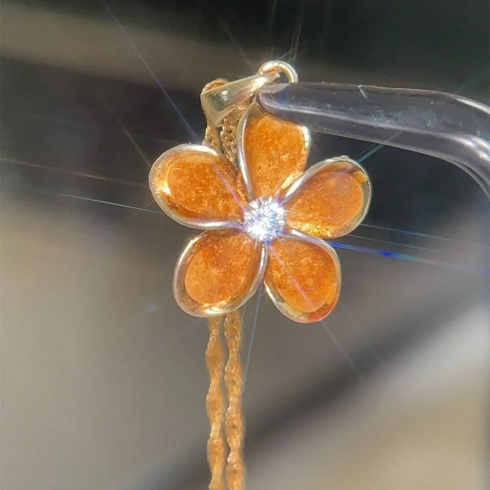 925 Plumeria on 14k Twisted Chain‎